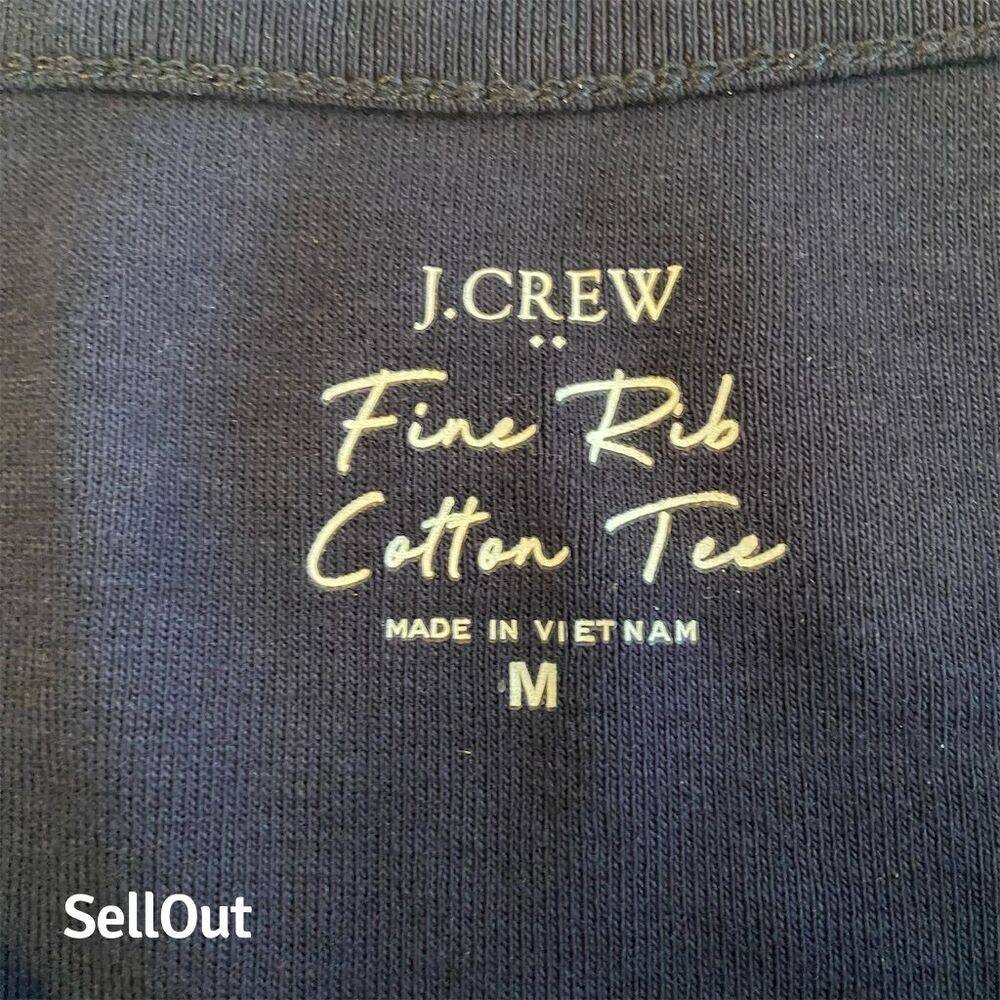 J.Crew Women's Navy Blue Cotton Crew Neck Tee Size M Casual Top - Picture 2 of 3
